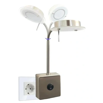 Afbeelding van Trango Stekkerlamp 2605 in RVS look incl. 5 Watt 3000K warm witte LED module lamp, wandlamp, leeslamp, keukenlamp, nachtlampje fitting lamp