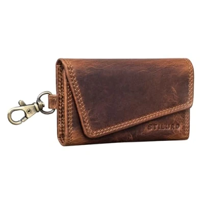 Afbeelding van STILORD &#039;Tinus&#039; Sleuteletui met Kaarthouder Leer Vintage Key Organizer Munt Sleutelhanger Krabijnhaak Wallet RFID Blokkering Sleutelmapje Echt Leder, Kleur:kara cognac