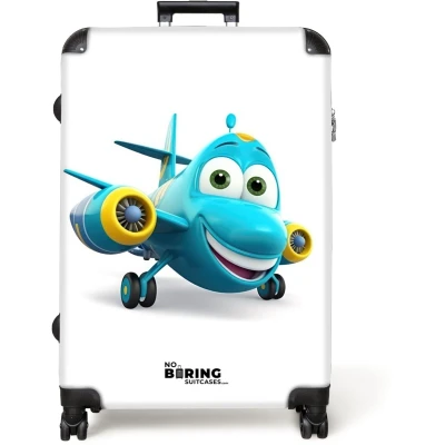 Afbeelding van NoBoringSuitcases.com® Koffer groot Reiskoffer lichtgewicht Vliegtuig Blauw Kinderen Jongens Rolkoffer met 4 wielen Grote trolley XL 98 liter bagage