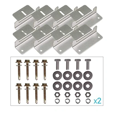 Afbeelding van Renogy Zonnepaneel Z beugelhouder, 2 sets, voor montage van zonnepaneeldakmontage, beugel met moeren en schroeven camper, boot, dak, muur andere off Gird dakinstallatie, 8 stuks