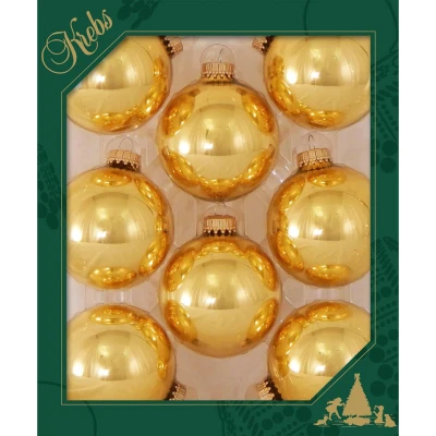 Afbeelding van Krebs Kerstballen 8 stuks topaas goud glas 7 cm