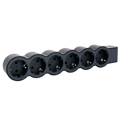 Afbeelding van LEGRAND, Platte stekkerdoos, 6 voudig stopcontact, meervoudige zonder kabel, zwart/donkergrijs, 694580
