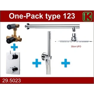 Afbeelding van Wiesbaden one pack inbouwthermostaatset type 123 CHR (30cm ufo)