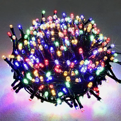 Afbeelding van Kerstverlichting, 14 m, 700 leds, bont gekleurd, kerstslinger, lichtketting, kerstversiering.