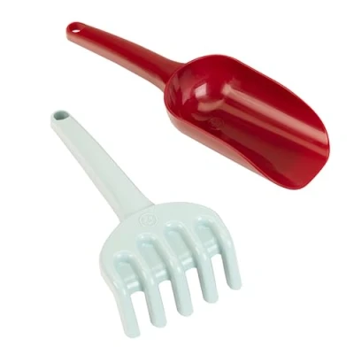 Afbeelding van Klein Toys Little Foot schep en hark 95% gerecycled plastic rood blauw