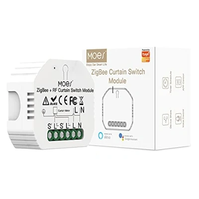Afbeelding van MOES ZigBee Smart Gordijn Schakelmodule voor Elektrische Gemotoriseerde Rolgordijnen Sluiter Motor, Life/Tuya APP RF433 Afstandsbediening, Compatibel met Alexa en Google Home, Tuya Hub