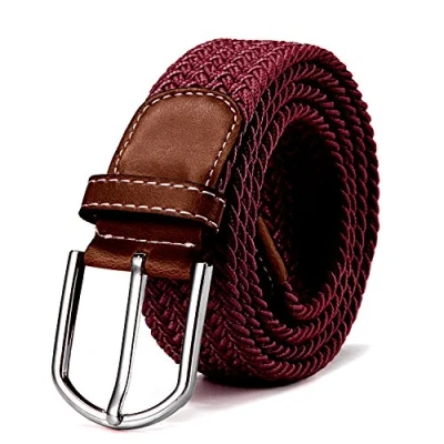 Afbeelding van Stoffen riem gevlochten en elastische voor dames heren lengte 100 cm tot 130 bordeauxrood
