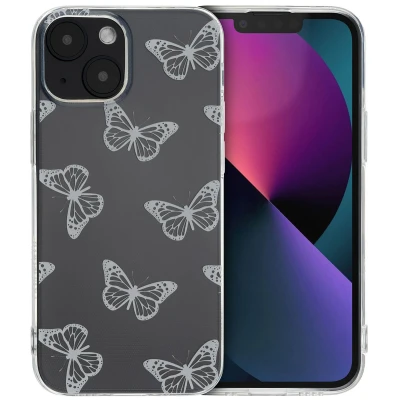 Afbeelding van Apple iPhone 13 Mini Hoesje Siliconen en TPU (zacht) iMoshion Softcase/Backcover Black Marble Telefoonhoesje
