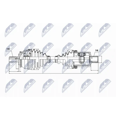 Afbeelding van NTY NPW VV 018 Aandrijfas Vooras, Vooras links VOLVO: S80 I (TS, 184) 2.9, T6, 3.0 1998 2008