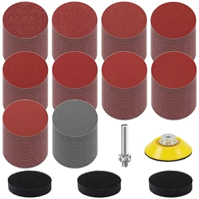 Afbeelding van KONGMING 300 stuks schuurpapier klittenband 2 inch 50mm korrel 80/120/180/240/320/400/600/1000/2000/3000 schuurschijf pad kit polijsten adapter