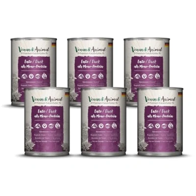 Afbeelding van Venandi Animal Premium Kattenvoer, eend als proteïne, natvoer, graanvrij en natuurlijk, 6 x 400 g (6 stuks)
