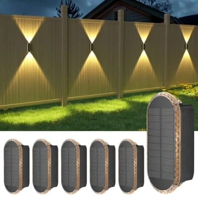 Afbeelding van Ellasay Zonnelampen voor Buiten Tuin: 3 kleuren (3000K/4000K/6500K) muurverlichting op &amp; neerwaarts wandlampen IP65 waterdicht hek tuin terras oprit (6 stuks)