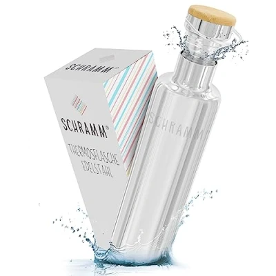 Afbeelding van thermosfles, roestvrij staal, drinkfles, keuze uit 500, 750 of 1000 ml, dubbelwandige 100% BPA vrij, schroefdop, zilver, warm en koud, afmetingen: ml