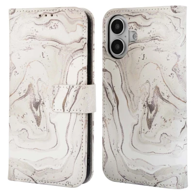 Afbeelding van Apple iPhone 16 Hoesje Kunstleder imoshion Bookcase Sandy Marble Telefoonhoesje