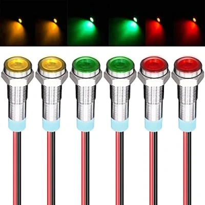 Afbeelding van GUUZI 6 stks 12V 24V 6mm LED paneel Pilot Dash Waarschuwingslampje Indicator Lamp Indicatielampje Lampen Directionele (Rood/Geel/Groen)