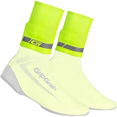 Afbeelding van GripGrab CyclinGaiter Hi Vis Regen Wielren Overschoenen Cuffs Neopreen Manchetten Geel Unisex Maat S/M