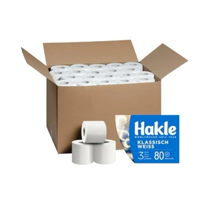 Afbeelding van Hakle Toiletpapier klassiek wit 80 rollen