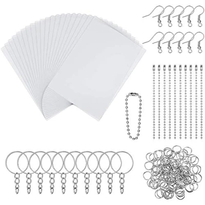Afbeelding van Ikruidy 150 delige set met kunststof vellen, intrekbaar, inclusief 20 stuks, intrekbaar blad en 130 sleutelhangeraccessoires voor creatief handwerk kinderen