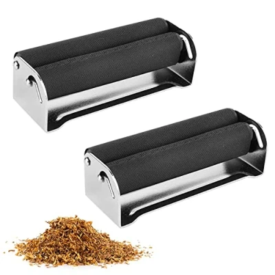 Afbeelding van Set: 2 stuks handmatige sigarettendraaimachine, sigarettenroller 70 mm, metaal met handleiding + gratis gelukssticker