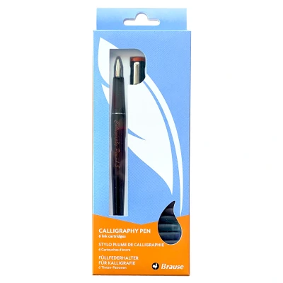 Afbeelding van Brause Kalligrafeer Pen 2.3mm + 6 Ink Cartidges verpakt in een Etui