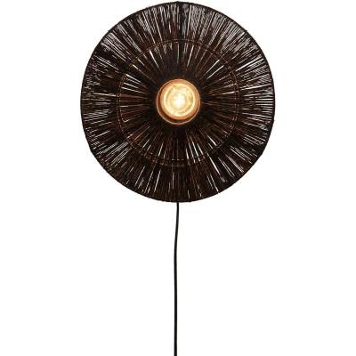 Afbeelding van Good&amp;Mojo Wandlamp Iguazu Jute Schijf Small Zwart 40x12x40cm
