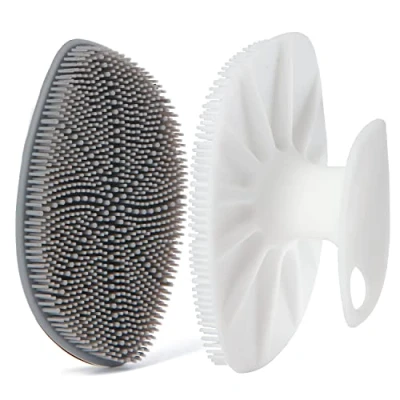 Afbeelding van HieerBus siliconen gezichtsschrobber, gezichtsreinigingsborstel gezichtswasborstel, zachte exfoliatorpad en stimulator, voor mannen vrouwen die reinigen exfoliëren (wit+grijs)