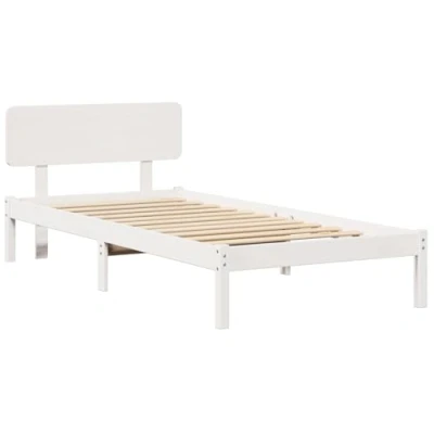 Afbeelding van vidaXL Bedframe met hoofdeinde Wit 100x200 cm Massief Grenenhout