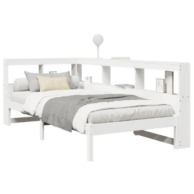 Afbeelding van vidaXL Bed met boekenkast zonder matras grenenhout wit 90x200 cm