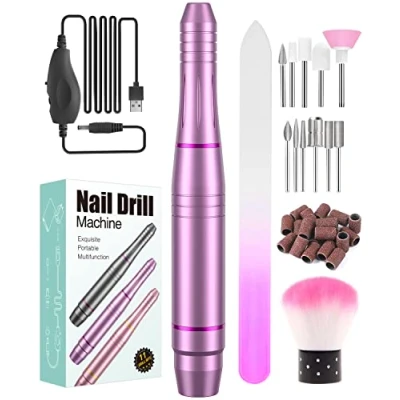 Afbeelding van Nagelvijl, Elektrische Nagelvijl voor Acryl , Gel en Natuurlijke Nagels, 20.000 RPM Instelbare Snelheid Beginners Professionele, Pedicure Nagelstudio Persoonlijke doe het zelf