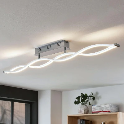Afbeelding van Lucande LED plafondlamp acryl, roestvrij staal, aluminium H: 13.5 cm wit, chroom, zilver