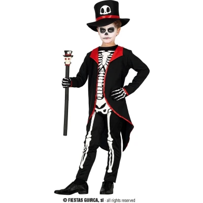 Afbeelding van Guirca Spook &amp; Skelet Kostuum Rammelende Elegante Jongen Zwart 3 4 jaar Halloween Verkleedkleding