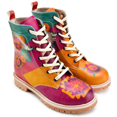 Afbeelding van GOBY Flower Pattern Boots Sneakers Laarzen Hoge kwaliteit Handmade Maat 40