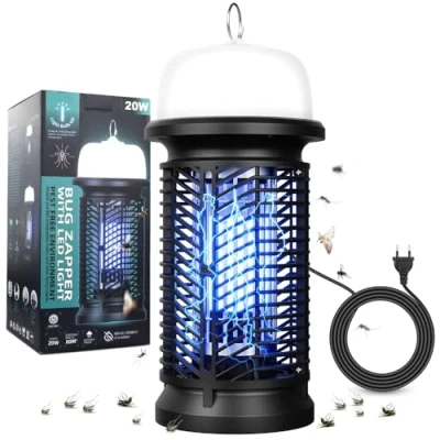 Afbeelding van 20 W insectenverdelger, muggenlamp, elektrisch met 9 ledlicht, 4500 V uv muggenval, muggenbescherming, vliegenvanger kabel van 1,5 m, vliegenval, insectenval voor binnen, slaapkamer, keuken,