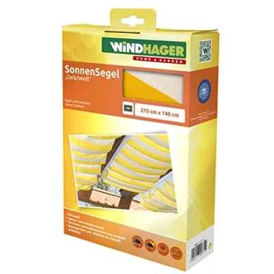 Afbeelding van Windhager Luifel voor kabelspantechniek, serre en terrassen schaduw, kabelspanluifel, 270 x 140 cm, geel/wit, 10875