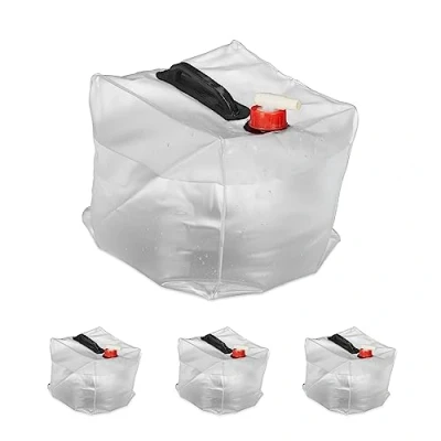 Afbeelding van Relaxdays opvouwbare jerrycan 4 stuks 10 liter lege waterzak met kraantje kamperen