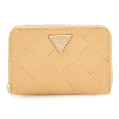 Afbeelding van GUESS Portemonnee Eco Carly SLG Medium Zip Around Wallet Beige