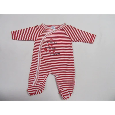 Afbeelding van dirkje , pyjama, katoen unie gestreept rood / wit 6maand 68