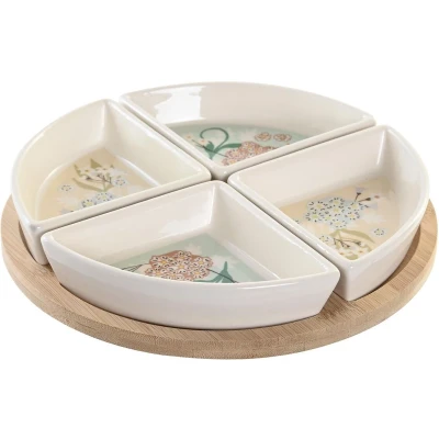 Afbeelding van Snackdienblad DKD Home Decor 21,5 x 1 cm Beige Wit Keramiek Traditioneel