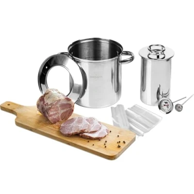 Afbeelding van Browin 313016 Complete set van 1,5 kg hamkoker roestvrij staal in een waterjas, met pot thermometers, staal,