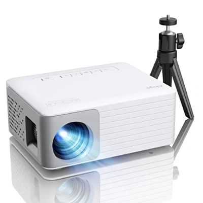 Afbeelding van AKIYO O1 Mini Projector, Upgraded 10000 Lumen Beamer 1080P Full HD Support, Portable Projector for Home Cinema, Phone Compatible with iOS/Android/TV Stick/HDMI/USB/PC (Tripod included)
