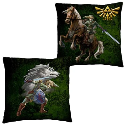 Afbeelding van The Legend of Zelda Kussen Fight 40 cm x cm, links Awakening Triforce Twilight Princess Ocarina Hyrule hoofdkussen, sierkussen, bekleding, geschikt voor beddengoed