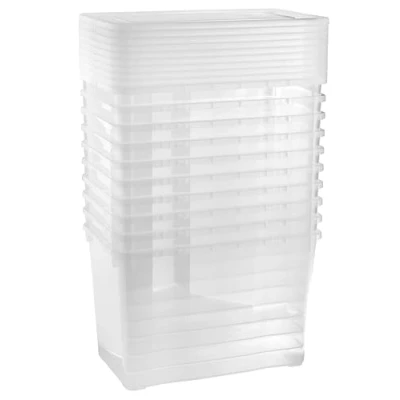 Afbeelding van Grizzly opbergboxen 10 x L klein hoog met deksel transparant transparante boxen stapelbaar ventilatie