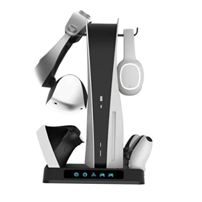 Afbeelding van LiLTok voor PS5 PSVR2 laadstation Charging Vertical Stand met ventilator, houder console headset VR2 brillen accessoires