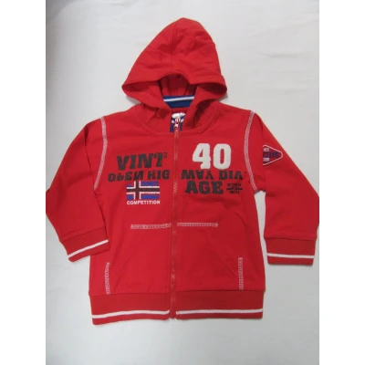 Afbeelding van dirkje , jongens gilet rood met rits en kap competition, 5 jaar 110