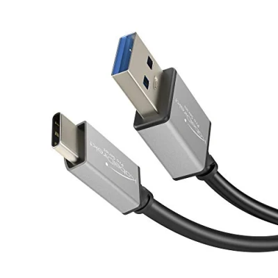 Afbeelding van KabelDirekt USB A 3.0 op C kabel 2 m (Super Speed datakabel en oplaadkabel, geschikt voor smartphones tablets met aansluitpunt, zwart/space grey)