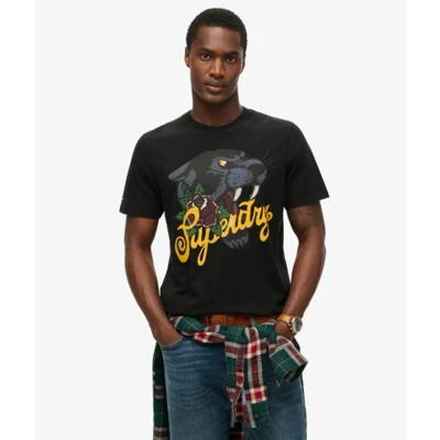 Afbeelding van Superdry Tattoo Script Tshirt print, Heren, Maat: Medium, Washed black