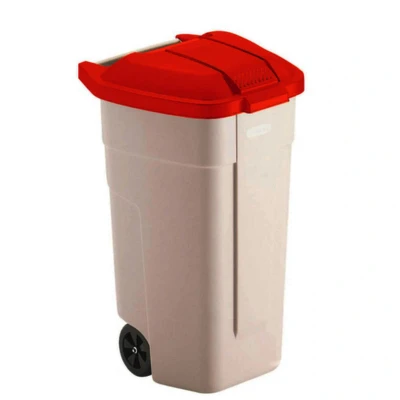 Afbeelding van Mobiele container 110 ltr, rode deksel