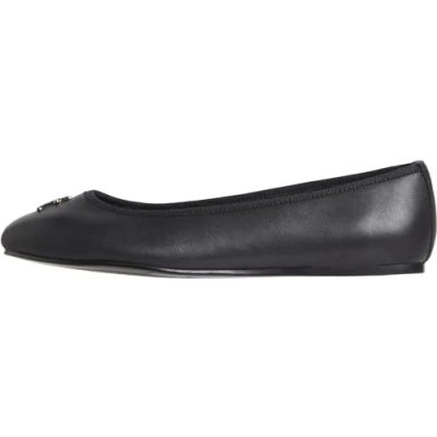 Afbeelding van Tommy Hilfiger Dames TH lederen ballerina, Zwart, 36 UK, EU