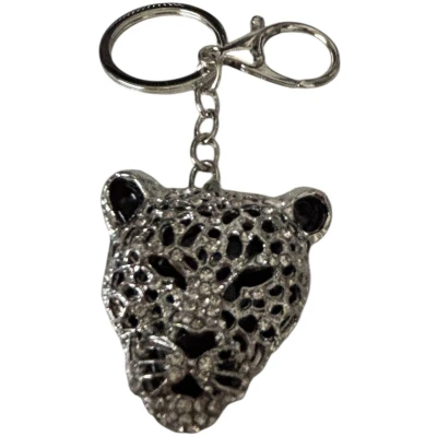 Afbeelding van Sleutelhanger Panter Hoofd Strass ( 4.5 x cm ) Zilverkleurig