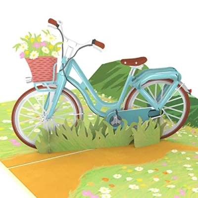 Afbeelding van papercrush® Pop upkaart fiets met bloemen 3D verjaardagskaart voor vrouw, meisje en vriendin, wenskaart verjaardag Moederdag, cadeaubon fietstocht, geldcadeau nieuwe